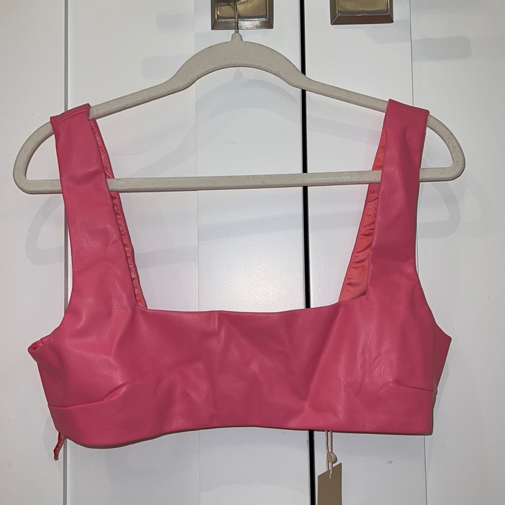Pink Leather Cropped Top